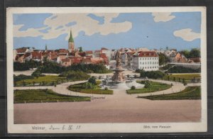 Postcard Weimar in Thuringia, View from the Museum, Parks, Used in 1911