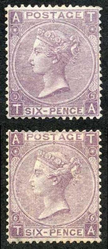 SG97c 6d Lilac Plate 5 and 6 BOTH ERROR of WATERMARK The LATTO PAIR MINT