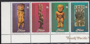 Niue 1980 MNH Sc #267 Strip of 4 30c Artifacts, Handcrafts Margin copy