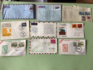 Airmail flight cover mixed world 9 items Ref A1460