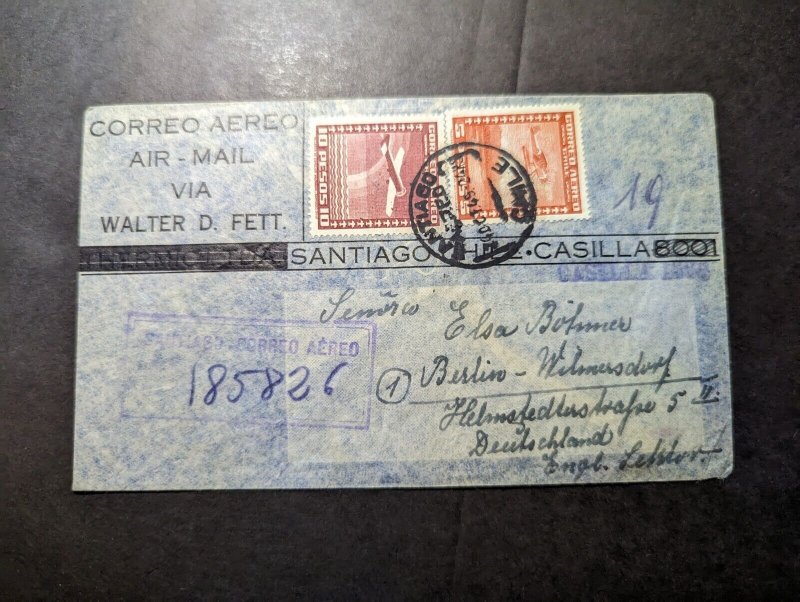 1959 Chile Airmail Cover Santiago to Berlin Wilmersdorf Germany