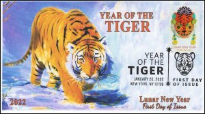 22-017, 2022, Year of the Tiger, First Day Cover, Pictorial Postmark, Lunar New 