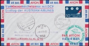 SWITZERLAND 1971 Austrian Airlines first flight cover Geneva - Vienna......A6315