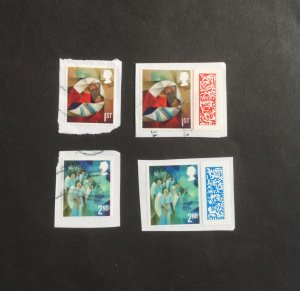GB. 2021. Christmas.  4 used stamps  on paper. 1st Class and 2nd Class.