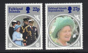 BRITISH COMMONWEALTH FALKLAND ISLANDS 1985 S.G. 506W & 507 WATERMARK INVERTED