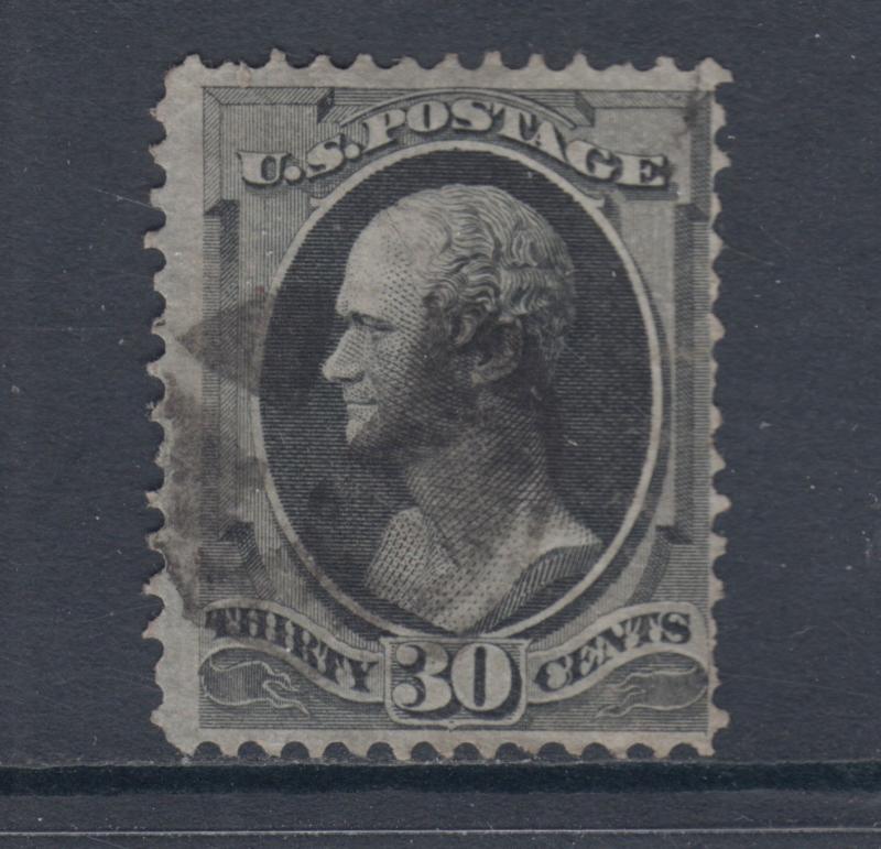 US Sc 154 used 1870 30c black Hamilton without Grill Scarce