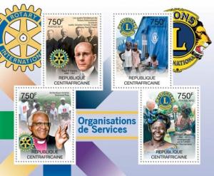 CENTRAFRICAINE 2012 SHEET LIONS AND ROTARY ORGANIZATIONS