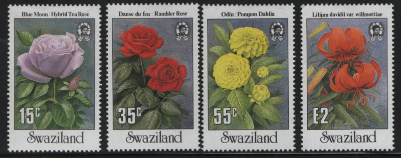 SWAZILAND 523-526 (4) Set, Hinged, 1987 Flowers