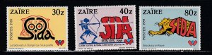 Zaire #  1249-1251, 1252, Fight Against AIDS,, Mint NH, 1/2 Cat.