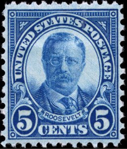 1927 5c Theodore Roosevelt, Dark Blue Scott 637 Mint F/VF NH