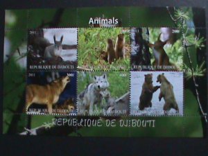 DJIBOUTI-2011-BEAUTIFUL ENDANGER ANIMALS MNH S/S-VF WE SHIP TO WORLD WIDE