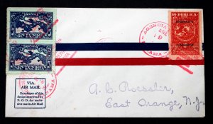 Panama #256-257 FDC Lindbergh Airmail Cover 1/9/1928 (3 strikes) Clean Cover