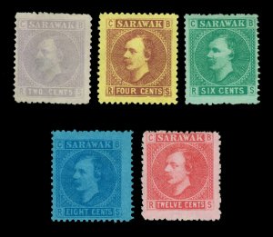 SARAWAK 1895  Sir James Brooke  2c-12c   Scott 3-7  UNUSED set