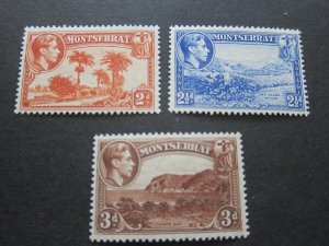 Montserrat 1938 Sc 95a-97a Perf.13 MH