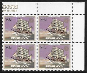 Penrhyn Islands # 282  96c Cape Hornier   margin block (MNH) CV $13.00