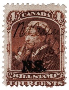 (I.B) Canada Revenue : Nova Scotia Bill Stamp 4c