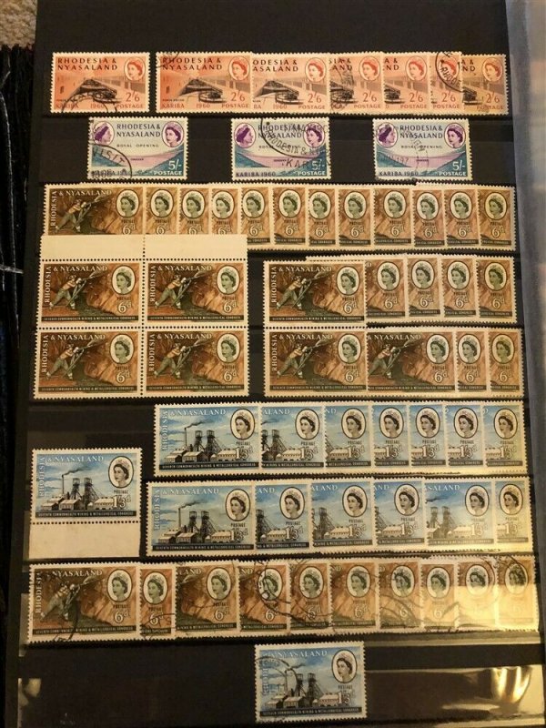 RHODESIA NYASALAND; 1960s early QEII issues fine mint/used Duplicated LOT