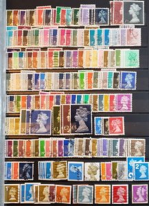 Great Britain, Machins, all used, 1967-2010, over 100 diff incl regionals
