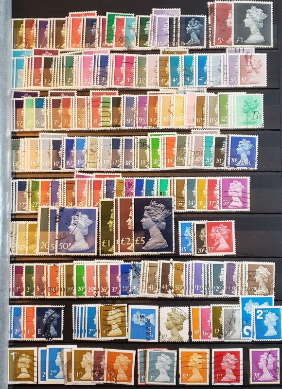 Great Britain, Machins, all used, 1967-2010, over 100 diff incl regionals