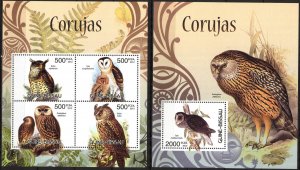 Guinea Bissau 2012 Birds Owls Sheet + S/S MNH