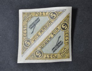 Estonia sc# C1 MH OG Tete-Beche Pair Imperf  Air Mail 1920 mint light hinging