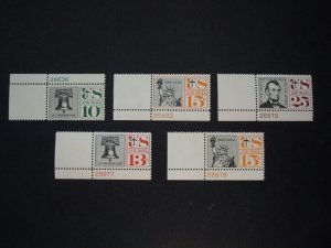 1959-61  C57, C58, C59, C62, C63  Plate # Singles MNH  OG VF #1 