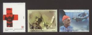 Macedonia Sc# 536-8 MNH Dunant / Koch / Cousteau