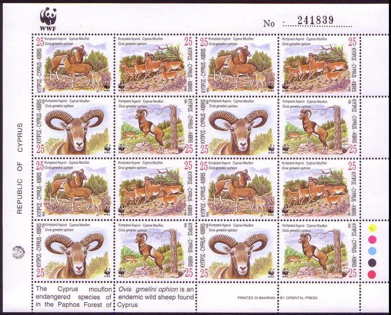 Cyprus WWF Mouflon Sheetlet of 4 sets SG#941-944 SC#920-923 MI#914-917