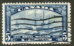 Canada Scott 204 UH - 1933 Steamship Royal William - SCV $3.75