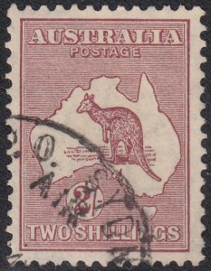 Australia 1931-36 used Sc #125 2sh Kangaroo and Map, maroon