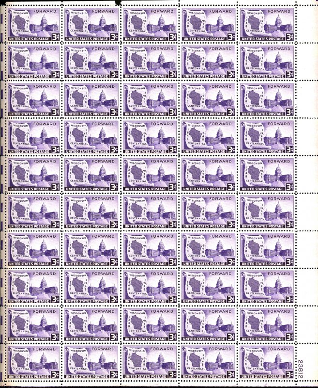 U.S. #957 MINT OG NH FULL SHEET OF STAMPS