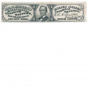 RS253a Dr. Joseph Walker’s California Vinegar Bitters Medicine Stamp, 1870, N.Y.