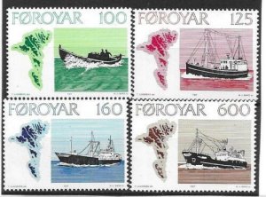 1977   FAROE ISLANDS  -  SG. 23 / 26  -  FISHING VESSELS  -  MNH 