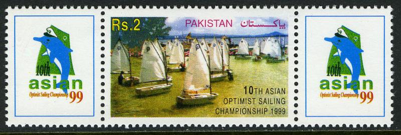 Pakistan 929F/labels, MNH. 10th Asian Optimist Sailing Championships, 1999