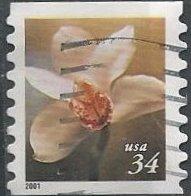 US 3480 (used) 34¢ cymbidium orchid (coil) (2001)