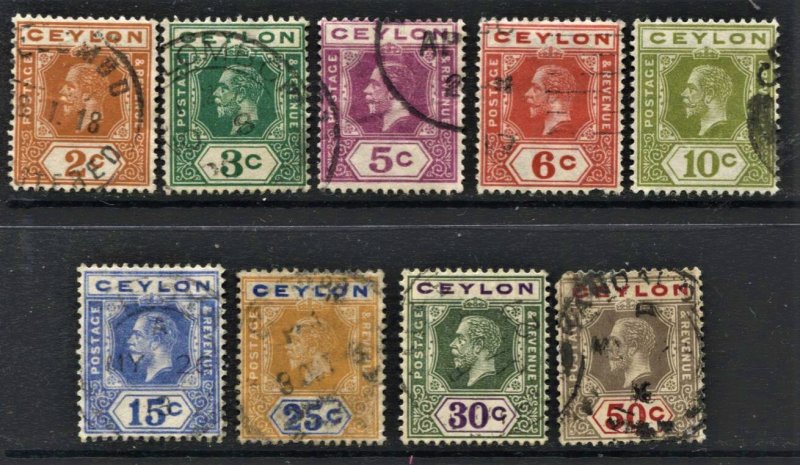 STAMP STATION PERTH Ceylon #201-209 KGV Definitives  Used CV$18.00