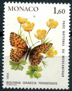 Monaco Sc#1426 MNH, 1.60f multi, Butterflies and plants from the Mercantour N...