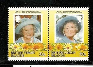 British Virgin islands 1985 Queen Mom Pair  No Wmk  MNH S.G. 583ba