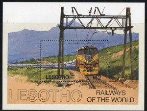 Thematic stamps LESOTHO 1984 BLUE TRAIN M/S mint