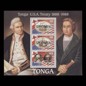 Tonga 1988 (MNH) USA Treaty of Friendship SPECIMEN miniature sheet ...