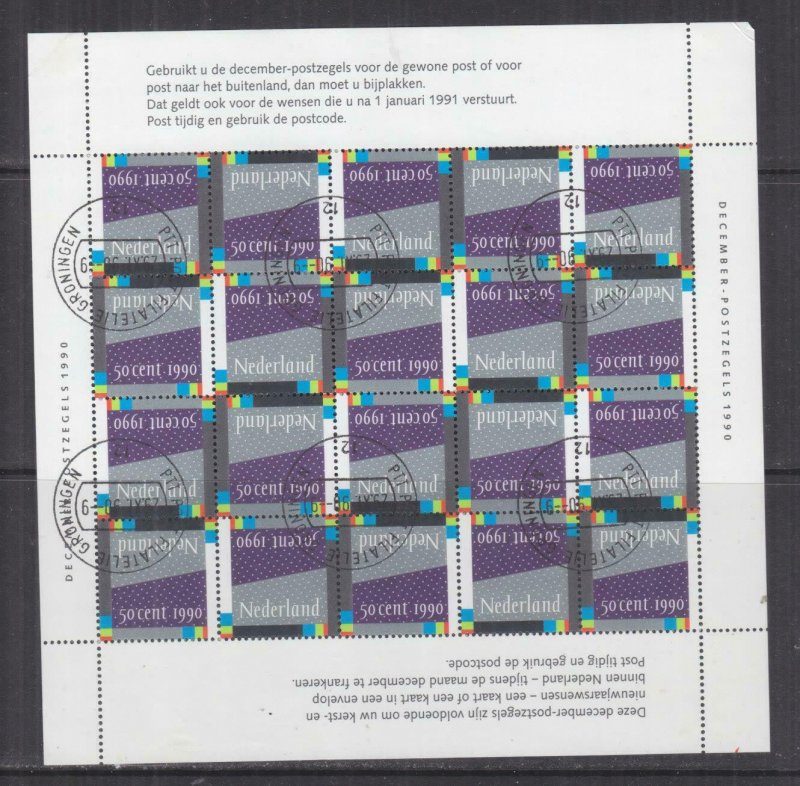 NETHERLANDS, 1990 Christmas 50c., sheet of 20, used.