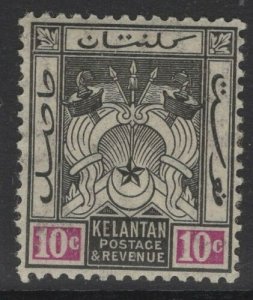 MALAYA KELANTAN SG6 1911 10c BLACK & MAUVE MTD MINT 