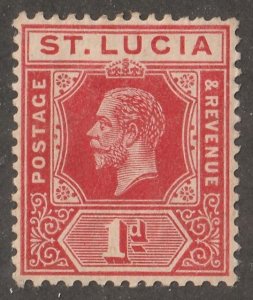 St. Lucia, stamp, Scott#44,  mint,  hinged,  1d,  red