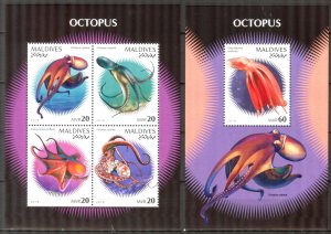 Maldive Islands 2018 Marine Life Octopus sheet MNH