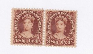 PRINCE EDWARD ISLAND # 10 VF-MNG Q/VICTORIA 4.5d PAIR