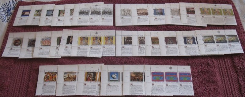 UN Human Rights Complete Set 1989-1993 MNH Inscription Blocks (all 3 offices)