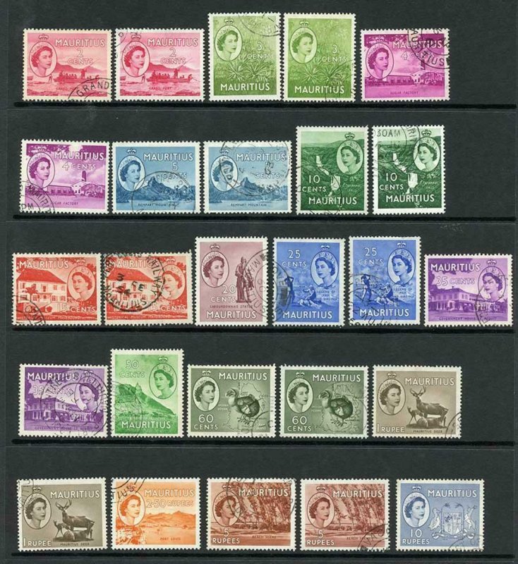 Mauritius SG293/306 Set of 15 plus shades Fine Used