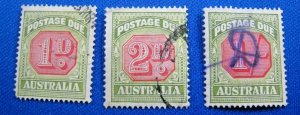 AUSTRALIA  1938  -  SCOTT # J65, J66, J70  -   USED         (X3)