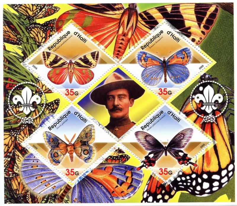 HAITI SHEET MNH BADEN POWELL SCOUTS BUTTERFLIES PAPILLONS 