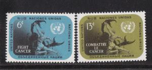 UN - NY # 207-208, Fight Against Cancer, Mint LH